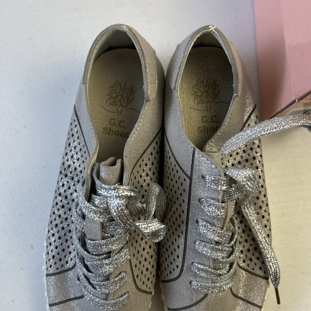 GC‎ Shoes Lex Shiny Silver Size 6  Sneaker Athletic Shoe